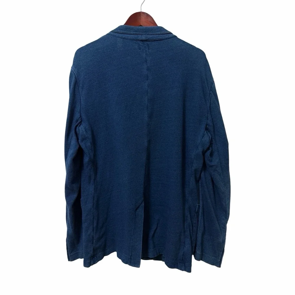 Faherty Mens Inlet Cotton Knit Blazer Size L Indigo Wash‎ Casual Stretch Preppy
